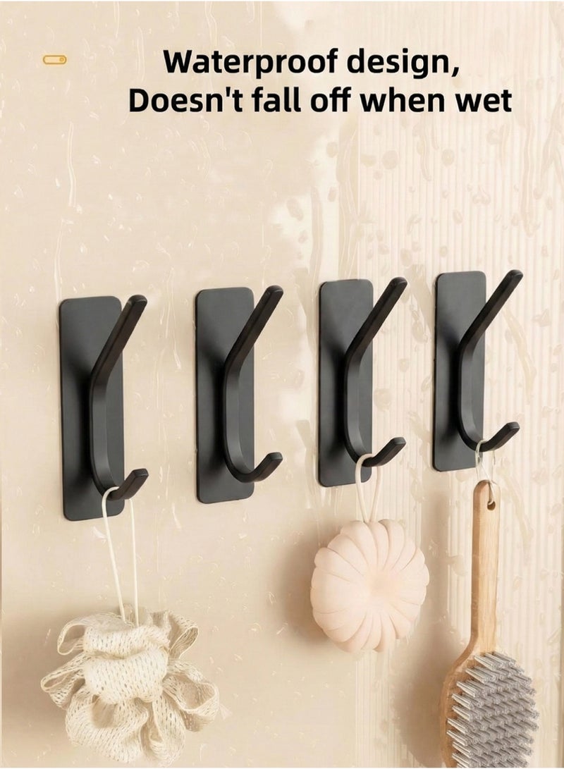 Self Adhesive Hooks 6 Pieces, Brushed Stainless Steel Adhesive Door Hooks, Heavy Duty Wall Hooks for Hanging Towels, Robes, Coats, Keys, Calendars Bathroom Home Kitchen, No Drill Glue Needed - Image 3