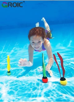 GROIC 22 Piece Diving Playset, Pool Kids Toys, Water Toys, Diving Training Including Diving Rings, Diving Grass, Diving Fish Bones, Underwater Gems  - Image 4