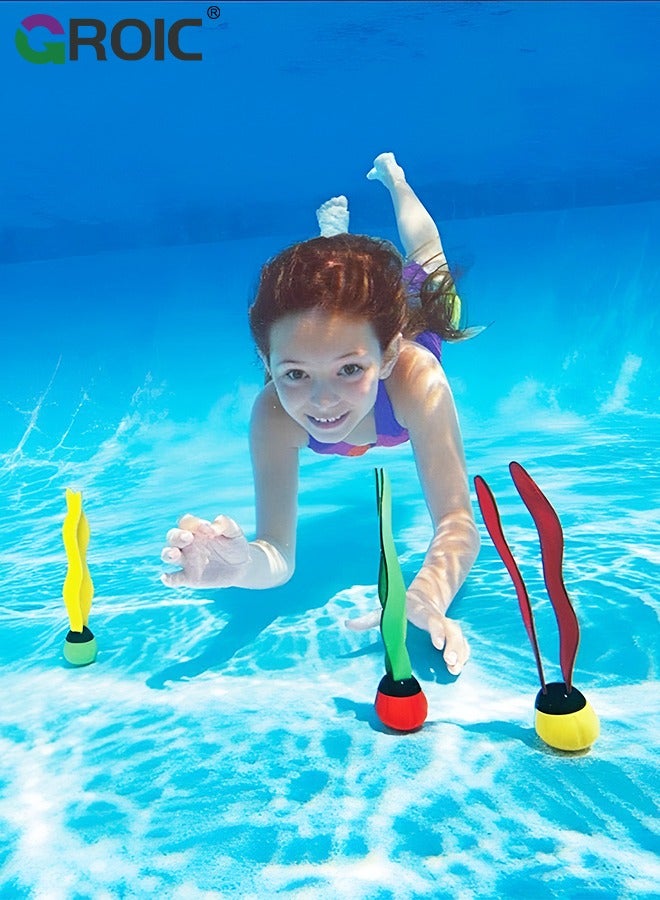 GROIC 22 Piece Diving Playset, Pool Kids Toys, Water Toys, Diving Training Including Diving Rings, Diving Grass, Diving Fish Bones, Underwater Gems - Image 4