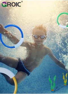 GROIC 22 Piece Diving Playset, Pool Kids Toys, Water Toys, Diving Training Including Diving Rings, Diving Grass, Diving Fish Bones, Underwater Gems  - Image 5