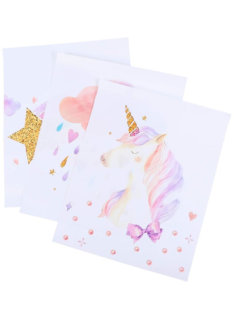 GGOOT 3Pcs Unicorn Wall Posters Rainbow Unicorn Canvas Wall Art Prints Painting Pictures for Girls Kids Bedroom Nursery Wall Decor - Image 1