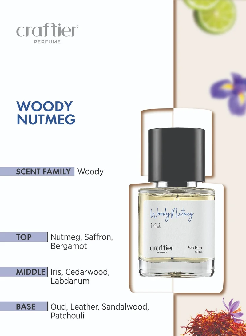 Craftier Perfume 50 WOODY NUTMEG - Inspired of-1 MILLION GOLDEN OUD, Eau De Parfum for Men - 50ml, Long Lasting Woody Fragrance Upto 36 Hrs, Travel Size Men's Perfume for Men | Best Price UAE
