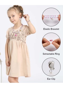 Daytoyz 5Pcs Jewelry Sets Kids, Necklace Mermaid Tail Necklace Earrings Bracelet Girls Pearl Necklace Pendant Necklace Ring Set Girls Baby Accessories Mermaid Pearl Theme  - Image 4