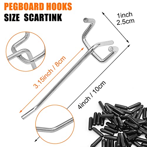 Scartink Pegboard Hooks Pegboard Accessories,4 inch,Pegboard Organizer Kit for Garage Organization,Tool Storage, 25 Pack - Image 4
