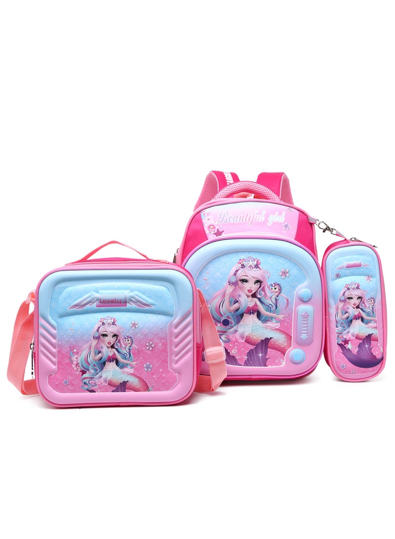 ستارجولد حقيبة ظهر للأطفال مكونة من 3 قطع للفتيات الصغيرات مع حزام قابل للتعديل للمدرسة مقاس 12 بوصة