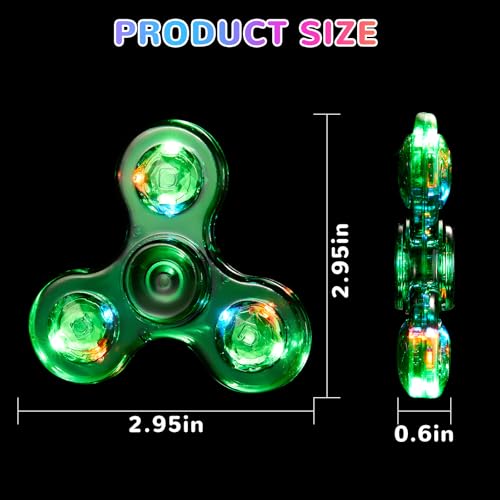 WELLVO LED Fidget Spinner for Kids Adults Light up Sensory Fidget Toys for Kids 48 812 Anxiety Stress Relief Classroom Prizes Glow in The Dark Hand Fidget Spinner Boys Girls Birthday Gifts - Image 5