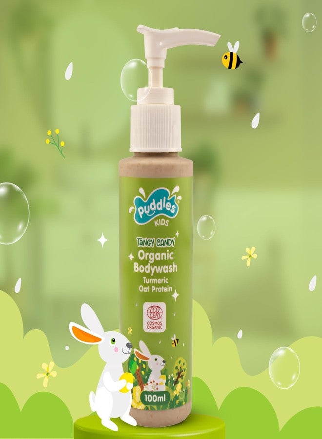Puddles Organic Bubbly Bodywash For Kids (100 ml) | Tangy Candy - Age 2-12 Years | Cosmos Organic Certified | Turmeric, Milk Protein, Citrus Essential Oils | Tear-Free, pH Balanced, No Sulfate-Paraben - Image 1