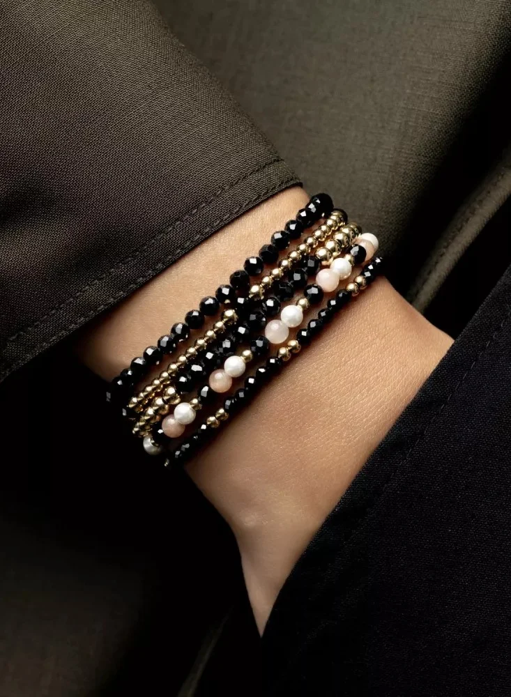 Rebel & Rose Black Glam Rocks Party Bracelet - 4mm S - RR-40154-G-S