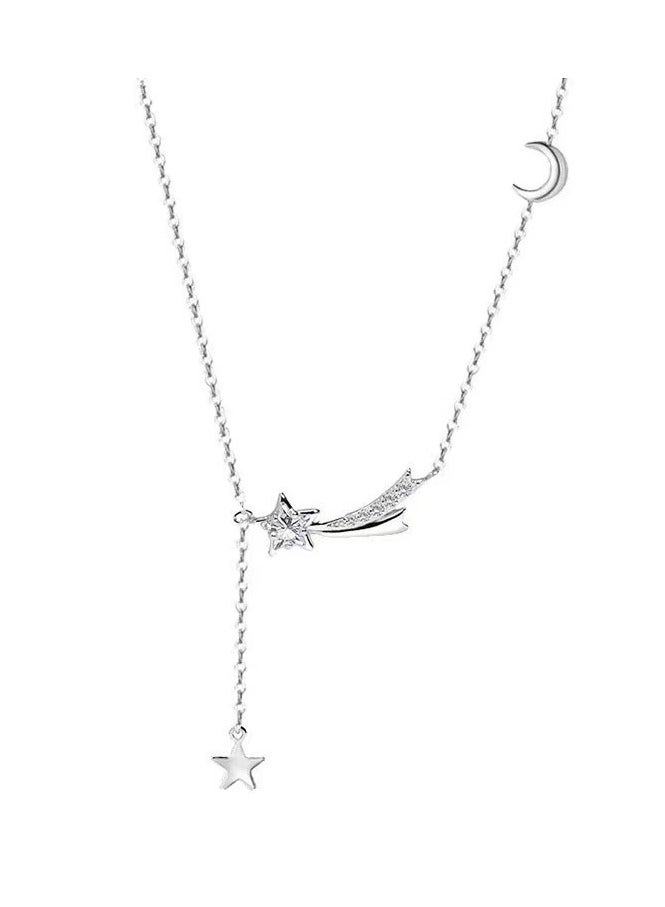 Goolsky قلادة كورية-يابانية على شكل نجمة وهلال مع خرزات للنساء – تصميم أنيق بأسلوب INS بحجم صغير، سلسلة عظمة الترقوة على شكل نجمة متألقة - Image 3