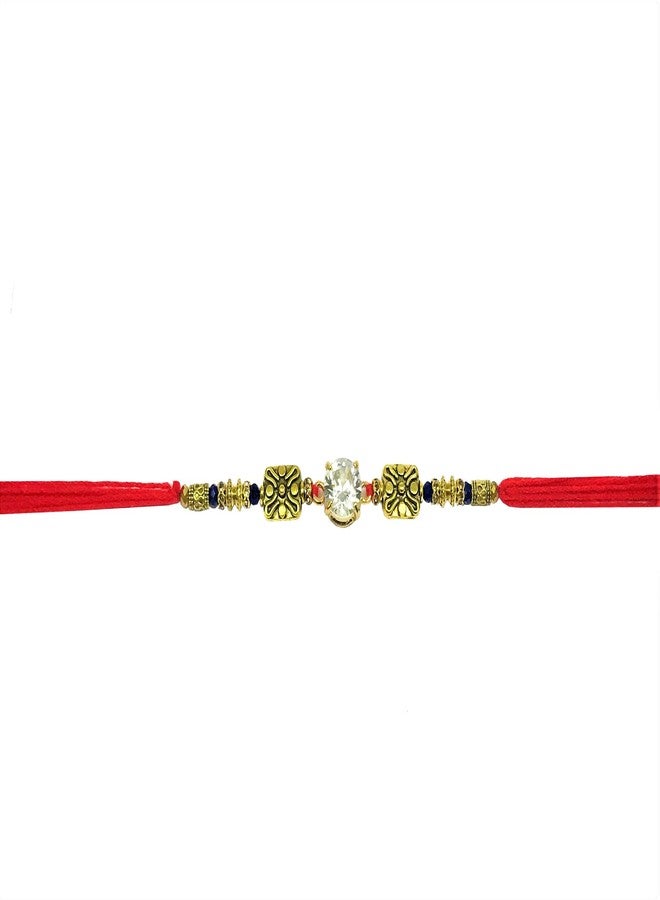 Evisha إيفيشا حجر سوليتير مربع واحد مرصع بالألماس الأمريكي للأخ | راخي كومبو-231 | راخي || مجموعة راخي || راخي للأخ || راخي للأخ وبهابي || كومبو راخي || بهية بهابهي راخي || هدايا راخي - Image 2