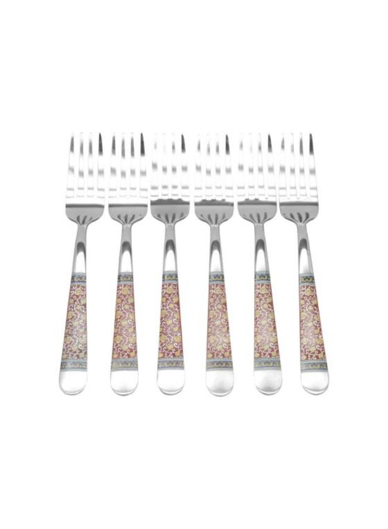Top Pick Steel Dessert FoSet Red Decor Set Of 6