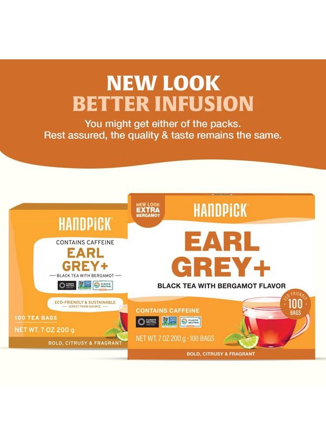 Handpick Earl Grey Black Tea Bags (100 Count) Citrus Flavor - Premium Quality Eco-conscious Round Bags - Image 2