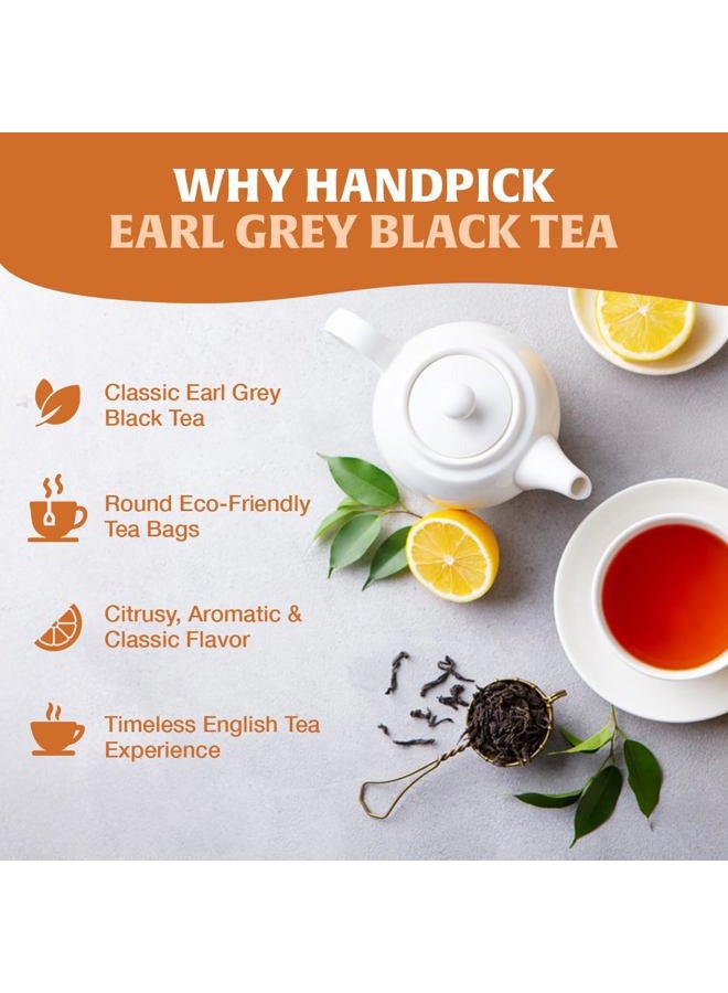 Handpick Earl Grey Black Tea Bags (100 Count) Citrus Flavor - Premium Quality Eco-conscious Round Bags - Image 3