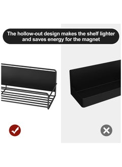 XiuWoo 2 Pack Magnetic Spice Rack Organizer, Space Saver for Refrigerator and Microwave Oven, Magnetical Fridge Shelf for Jars, Seaoning, tins and Utensils Black  - Image 3