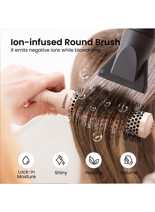 AIMIKE Round Brush for Blow Out, Small Round Hair Brush w/Nano Ion Thermal Ceramic Tech, Professional Round Brush for Blow Drying & Styling, Maximum Volume and Shine, Barrel 1.3 inch - Image 3