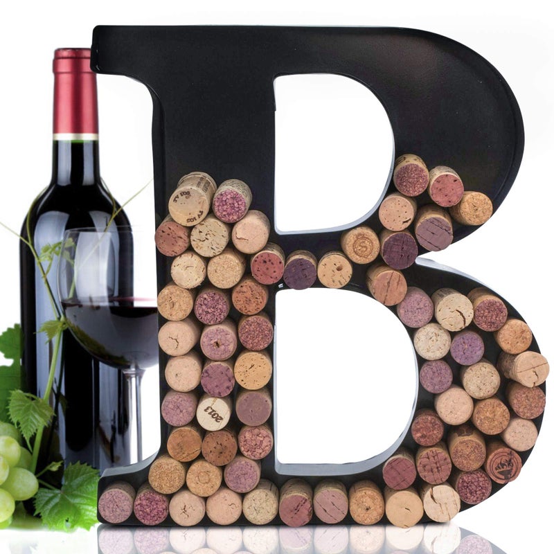 Made Easy Kit Metal Letter Wine Cork Keepsake Saver  Holder Monogram wFree Wall Mount Kit AZ Letter B Large