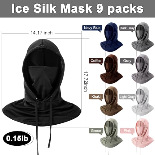 Bunnycool 9 Pcs Cooling Balaclava Face Mask Breathable Full Head Mask Sun Protection Neck Cover UV Face Cover for Men Women (Vivid Color) - Image 2