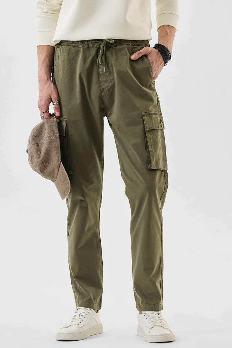 سنيتش Olive Mid Rise Slim Fit Cargo Pants