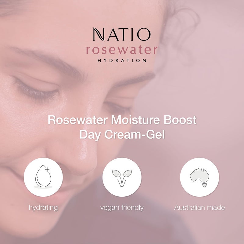 Natio Australia Rosewater Hydration Moisture Boost Day Cream-Gel, 2.5 oz - Face Cream with Shea Butter - Face Moisturizer for All Skin Types - Image 4