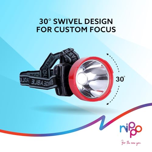 NIPPO Rechargeable Head Lamp, 3W LED, 3 Modes, Upto 10 Hours Backup, Emergency Light for Outdoor Activities, Plastic - Image 4