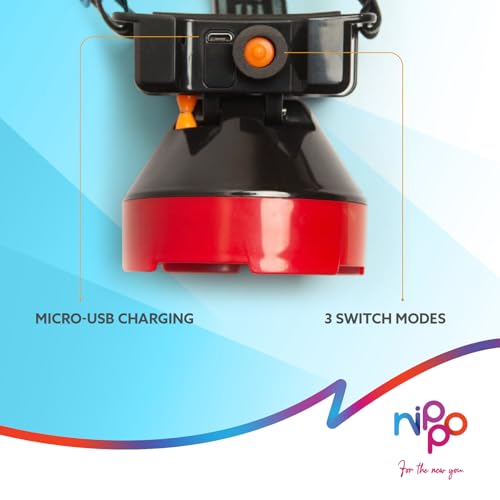 NIPPO Rechargeable Head Lamp, 3W LED, 3 Modes, Upto 10 Hours Backup, Emergency Light for Outdoor Activities, Plastic - Image 3