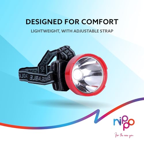 NIPPO Rechargeable Head Lamp, 3W LED, 3 Modes, Upto 10 Hours Backup, Emergency Light for Outdoor Activities, Plastic - Image 2
