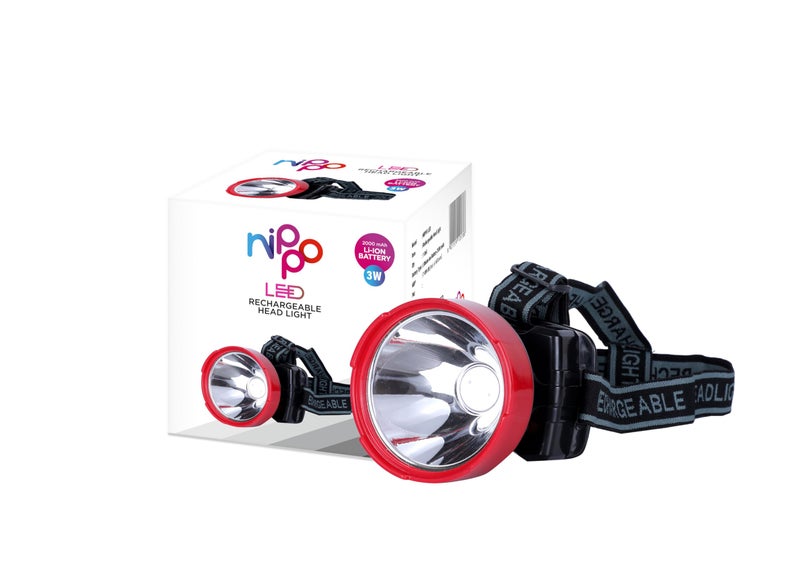 NIPPO Rechargeable Head Lamp, 3W LED, 3 Modes, Upto 10 Hours Backup, Emergency Light for Outdoor Activities, Plastic - Image 1