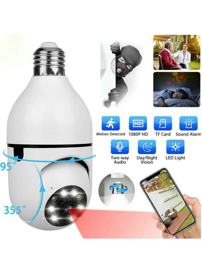 ELTRAZONE 360° WiFI camera Light Bulb Home Security Cam Wireless Night Vision CCTV Monitor  - Image 1