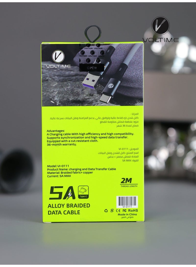V VOLTIME Charging Cable 2M USB-Type-C - Image 3