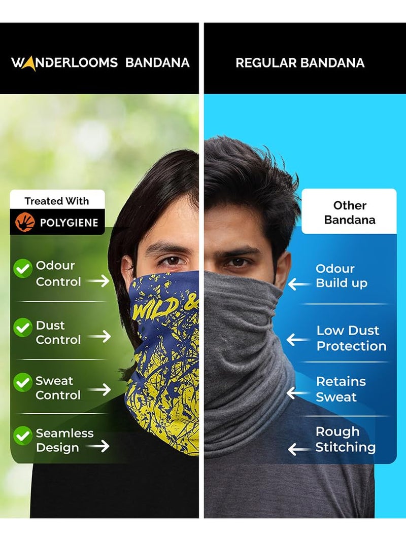 WANDERLOOMS Wild and Free Antibacterial & Odour-Free Polygiene Unisex Bandana for Men Bike Riding | Breathable & Durable Bandana for Men Hair Styling | Multipurpose Face Mask - Image 4