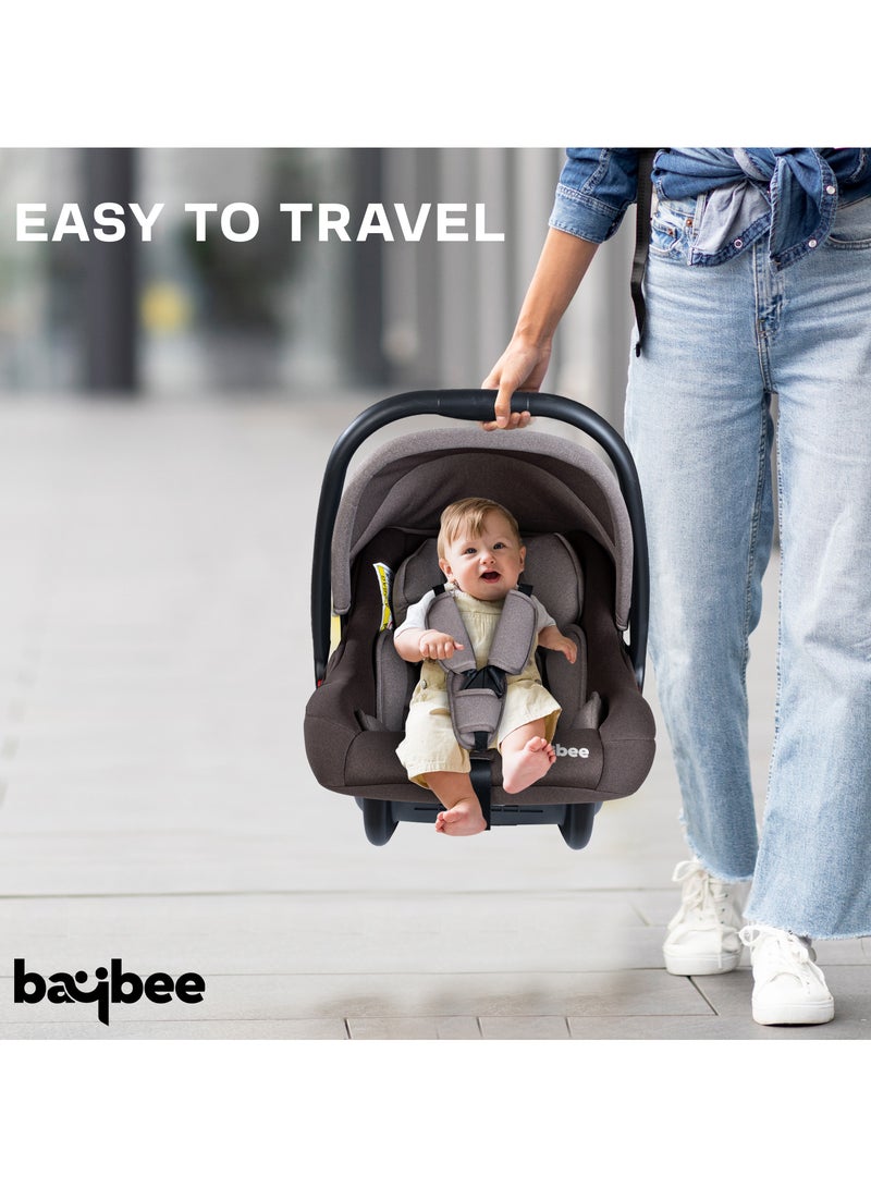 BAYBEE 3 in 1 Multi Purpose Baby Carry Cot n Car Seat with Handle, Canopy, Adjustable Handle, 3 Point Safety Belt Rocker for Infant Baby Carry Cot for New Born Baby 0 to 15 Months Brown - Image 2