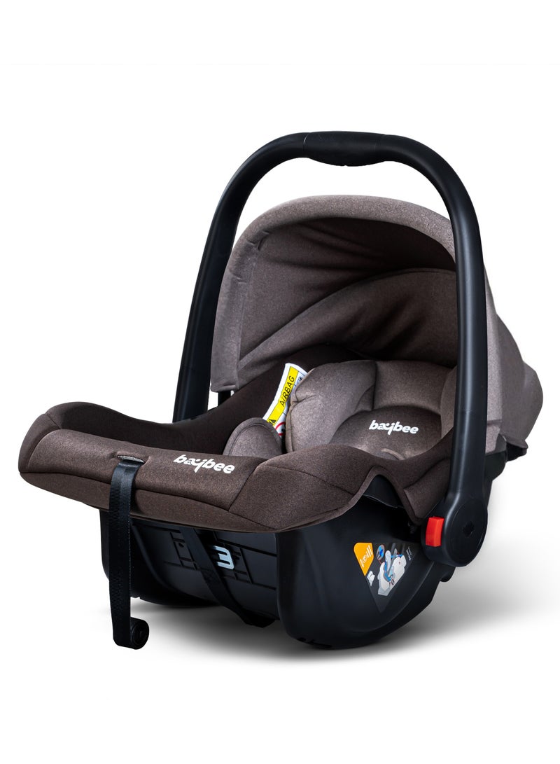 BAYBEE 3 in 1 Multi Purpose Baby Carry Cot n Car Seat with Handle, Canopy, Adjustable Handle, 3 Point Safety Belt Rocker for Infant Baby Carry Cot for New Born Baby 0 to 15 Months Brown - Image 1