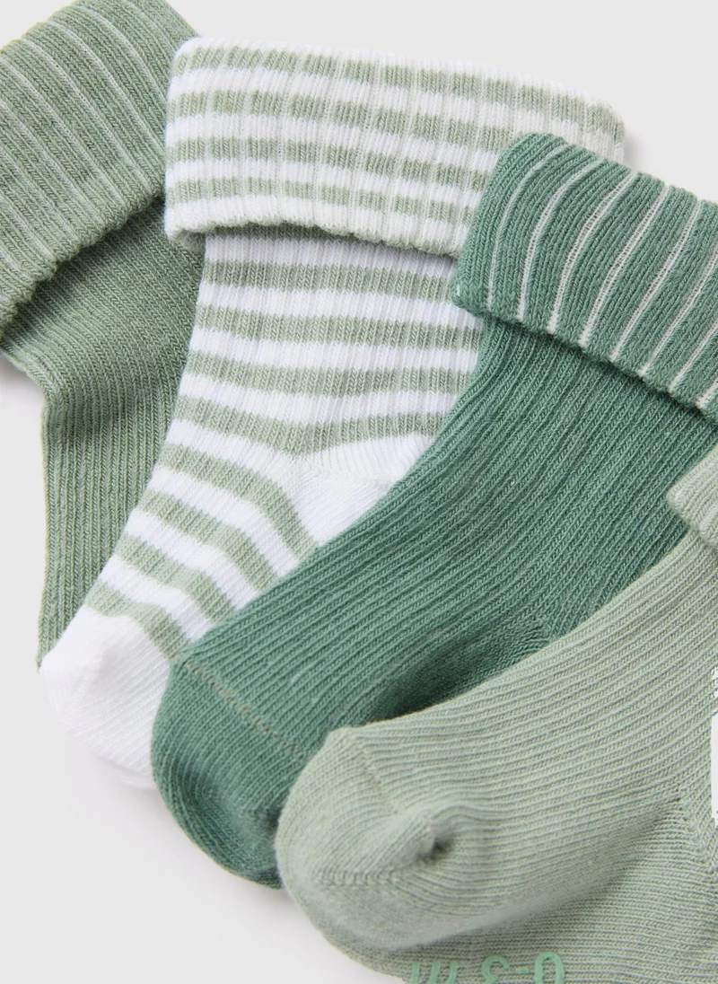 Matalan Baby 4 Pack Sage Ribbed Socks