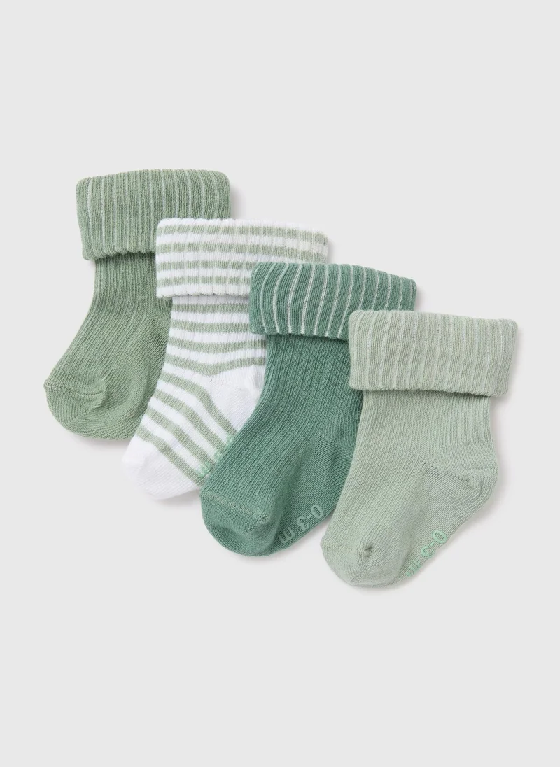 Matalan Baby 4 Pack Sage Ribbed Socks