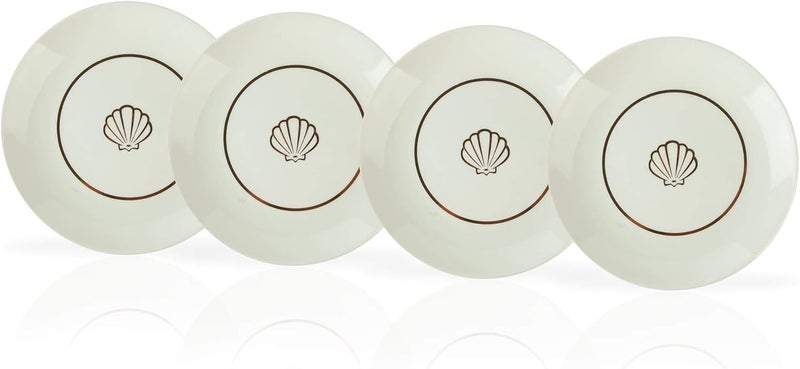 Seven20 Disney The Little Mermaid Scallop 4Piece 7 Inch Round Porcelain Dessert Plate Set  Premium 7 White SaladAppetizer Dinnerware Plates for Dinner Restaurant Family Party  Kitchen Use  Set of 4 - Image 2