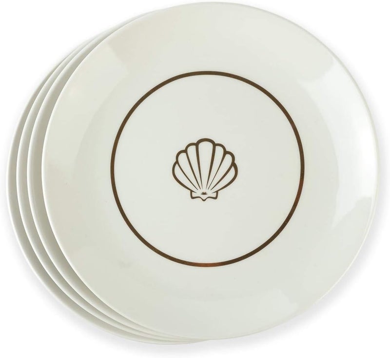 Seven20 Disney The Little Mermaid Scallop 4Piece 7 Inch Round Porcelain Dessert Plate Set  Premium 7 White SaladAppetizer Dinnerware Plates for Dinner Restaurant Family Party  Kitchen Use  Set of 4 - Image 5