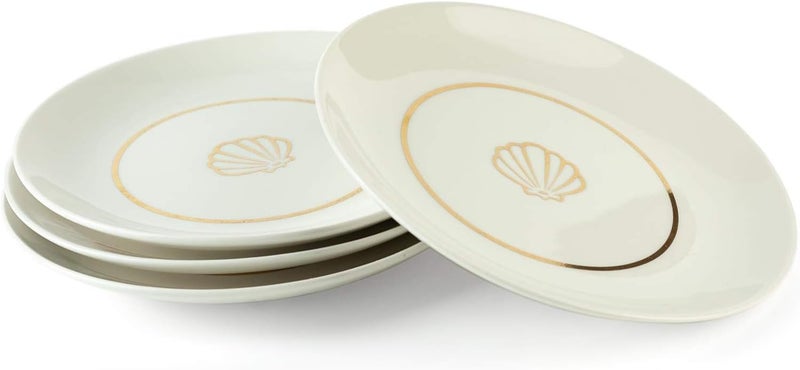 Seven20 Disney The Little Mermaid Scallop 4Piece 7 Inch Round Porcelain Dessert Plate Set  Premium 7 White SaladAppetizer Dinnerware Plates for Dinner Restaurant Family Party  Kitchen Use  Set of 4 - Image 4