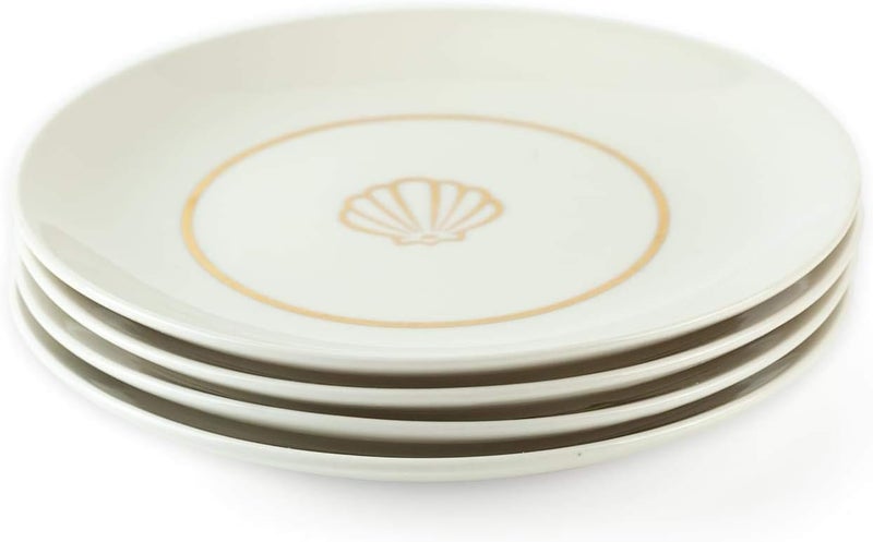 Seven20 Disney The Little Mermaid Scallop 4Piece 7 Inch Round Porcelain Dessert Plate Set  Premium 7 White SaladAppetizer Dinnerware Plates for Dinner Restaurant Family Party  Kitchen Use  Set of 4 - Image 3