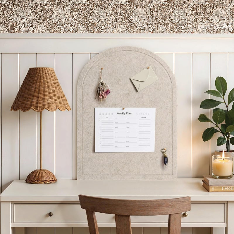 Orelle Arch Felt Bulletin Board | Foldable Peel and Stick Felt Board for Wall | Alternative Cork Board for Office, Vision Board, Kids Art Display | Arched Wall Decor | 23 x 31â€| Beige - Image 2