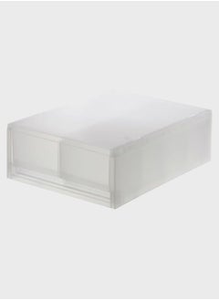 MUJI Polypropylene Vertical Shallow Drawer Case, 2 Partition, W 26 x D 37 x H 12 cm, White  - Image 1