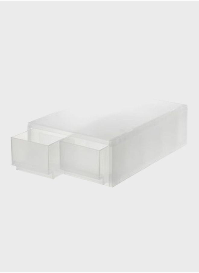 MUJI - Polypropylene Vertical Shallow Drawer Case, 2 Partition, W 26 x D 37 x H 12 cm, White - Image 1