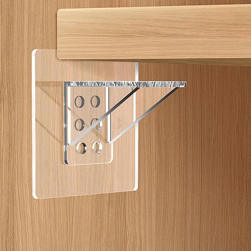 White Adhesive Mounting Shelf Brackets No Drill Damage Rental Friendly Cabinet Organizers - Image 4