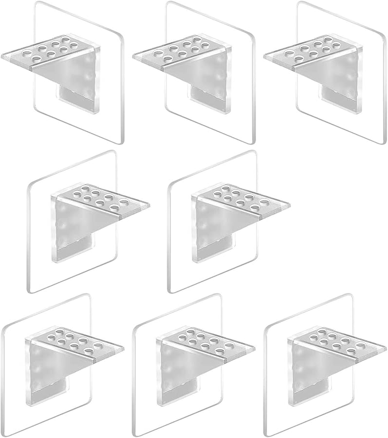 White Adhesive Mounting Shelf Brackets No Drill Damage Rental Friendly Cabinet Organizers - Image 1