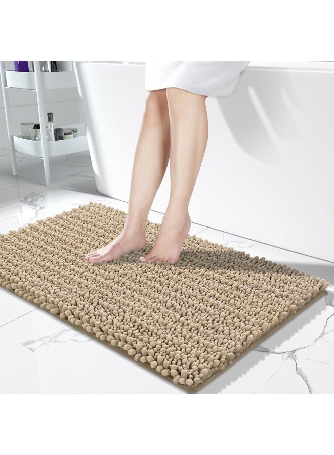 Yimobra Original Luxury Shaggy Bath Mat, 44.1 X 24 Inches, Super Absorbent Water, Non-Slip, Machine-Washable, Soft and Cozy, Thick Modern for Bathroom Bedroom, Camel - Image 1
