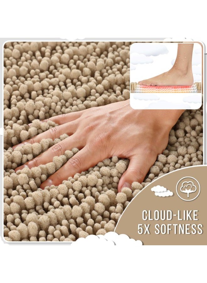 Yimobra Original Luxury Shaggy Bath Mat, 44.1 X 24 Inches, Super Absorbent Water, Non-Slip, Machine-Washable, Soft and Cozy, Thick Modern for Bathroom Bedroom, Camel - Image 4