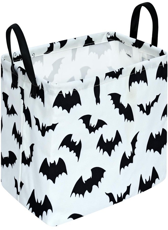 KUNRO Bat Pattern Halloween Storage Gift Basket Canvas Storage Bins with Handles Rectangle Storage Cubes Organizer for Bedroom Living Room - Image 1