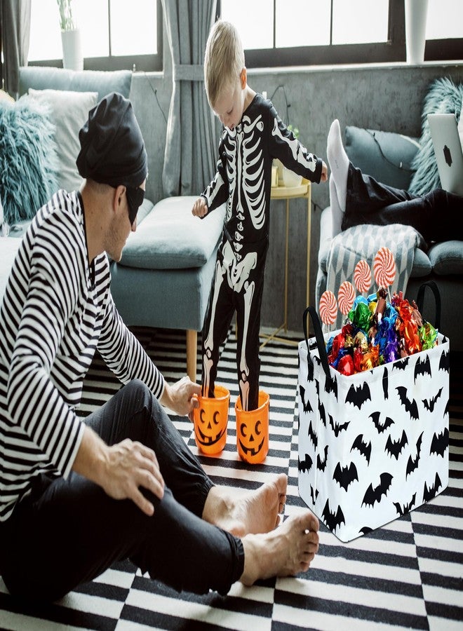 KUNRO Bat Pattern Halloween Storage Gift Basket Canvas Storage Bins with Handles Rectangle Storage Cubes Organizer for Bedroom Living Room - Image 5