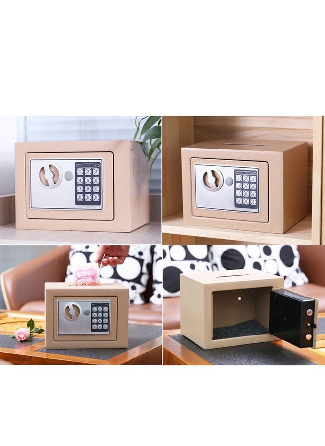 Arabest Electronic Safe, Mini Cabinet Safe, Security Lock with Key and Code, Safe Storage of Cash, Jewelry, Suitable for Study/Hotel/Office (Rustic Gold)  - Image 3