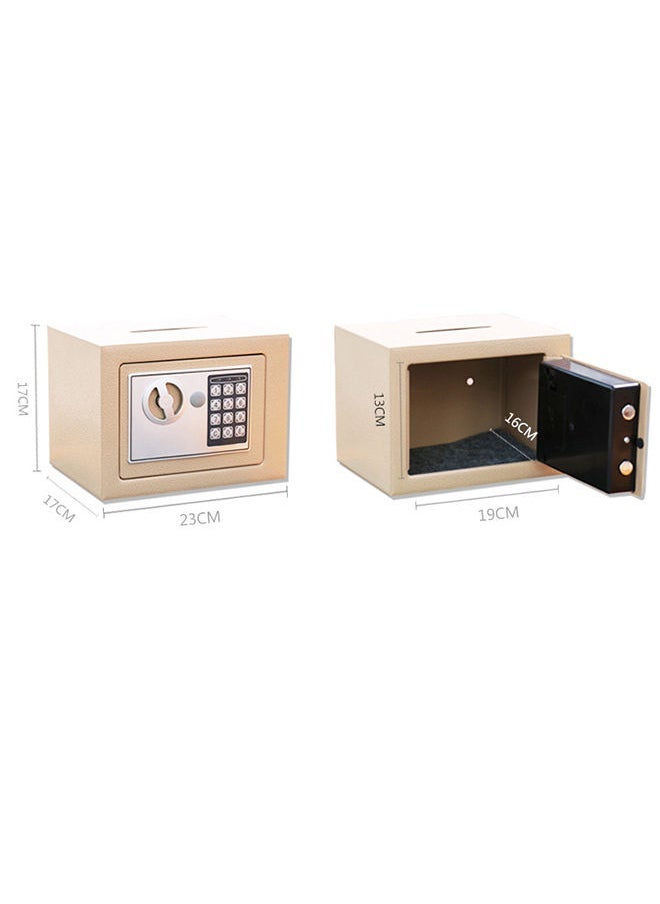 Arabest Electronic Safe, Mini Cabinet Safe, Security Lock with Key and Code, Safe Storage of Cash, Jewelry, Suitable for Study/Hotel/Office (Rustic Gold)  - Image 5
