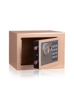 Arabest Electronic Safe, Mini Cabinet Safe, Security Lock with Key and Code, Safe Storage of Cash, Jewelry, Suitable for Study/Hotel/Office (Rustic Gold)  - Image 2